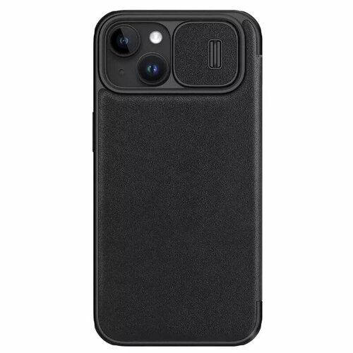 Кожаный чехол-книжка Nillkin Qin Pro Leather Case (plain leather) для Apple iPhone 15, черный