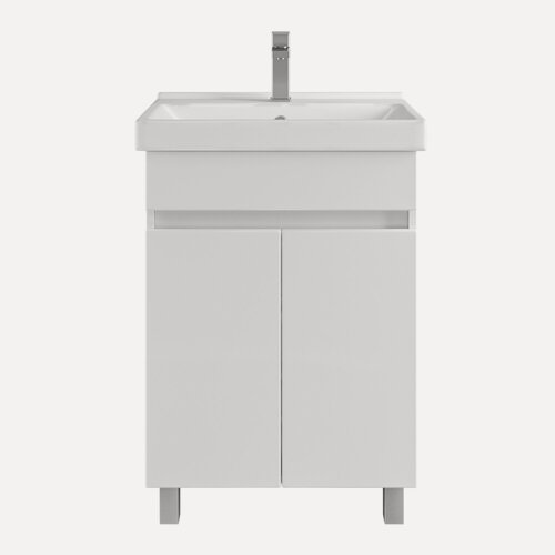 Изображение товара Тумба напольная SanStar Квадро 50 с раковиной Фест 50 (комплект) для ванной комнаты, белая