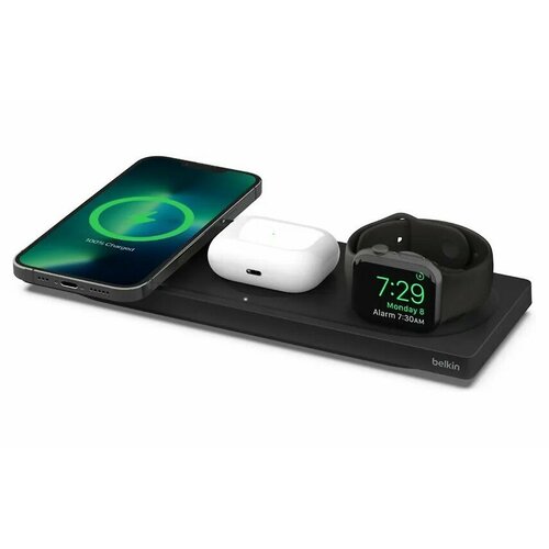 Беспроводная зарядная панель Belkin BoostCharge Pro 3-в-1 с MagSafe черная 27990₽