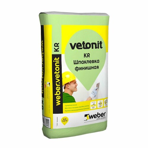 Шпаклевка финишная для сухих помещений Vetonit КR, 20 кг шпаклевка полимерная lr для сухих помещений белая 20 22 кг