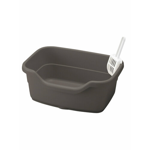 Туалет для кошек Лоток с высокими бортиками и совком 5 л темно-серый 1548₽