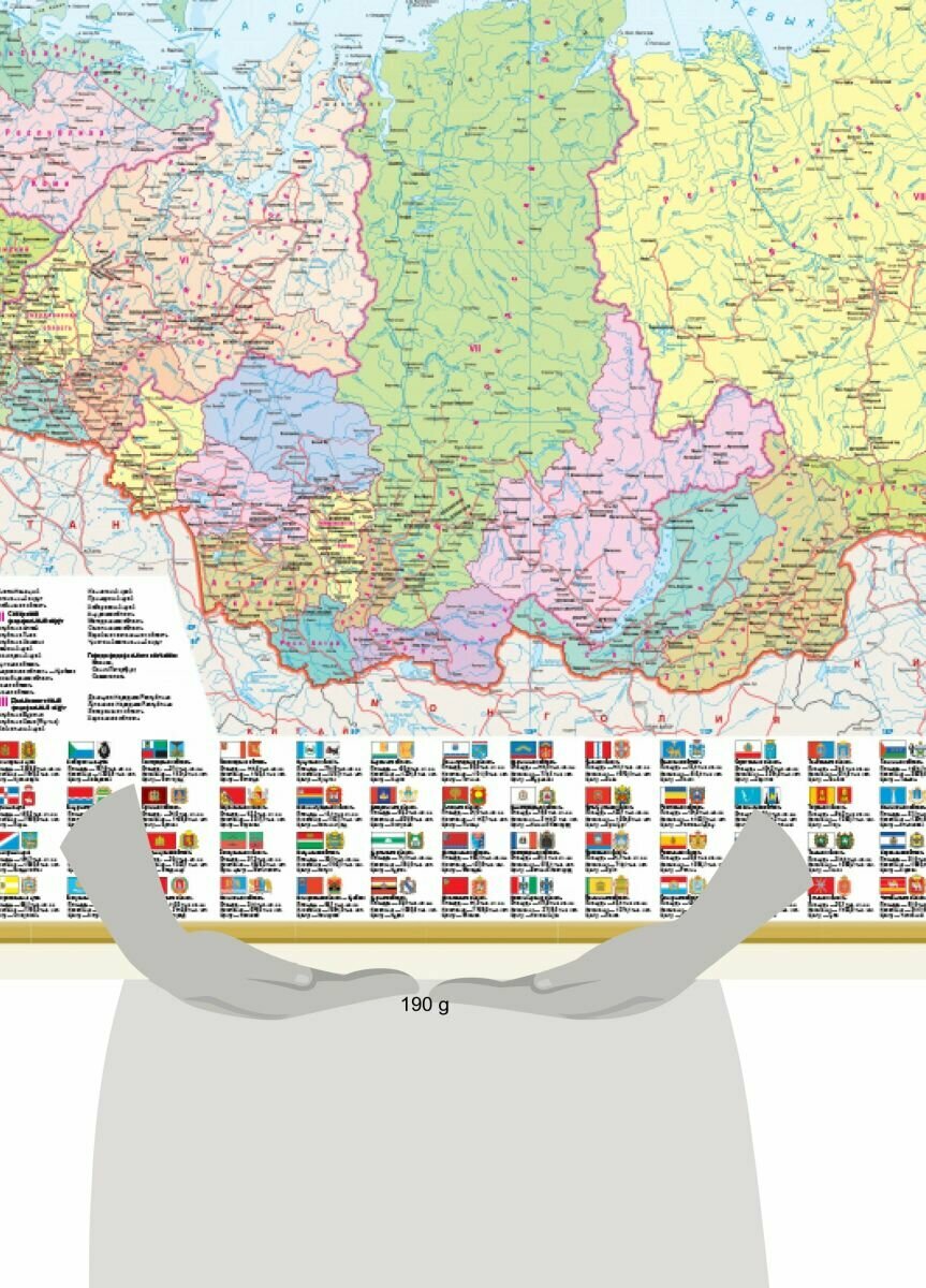 Политическая карта мира с флагами. Федеративное устройство России с флагами А0 (в новых границах) - фото №5
