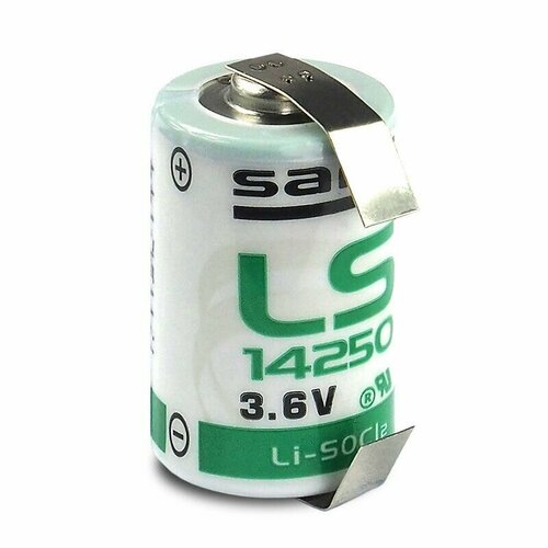 литиевая батарейка saft ls 14250 2pf 1 2aa Батарейка LS14250-CNR (1/2AA) SAFT 1шт. /лепестковые выводы, 3,6В. литиевая