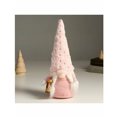 Кукла интерьерная Бабуся в меховом розовом колпаке со звёзд