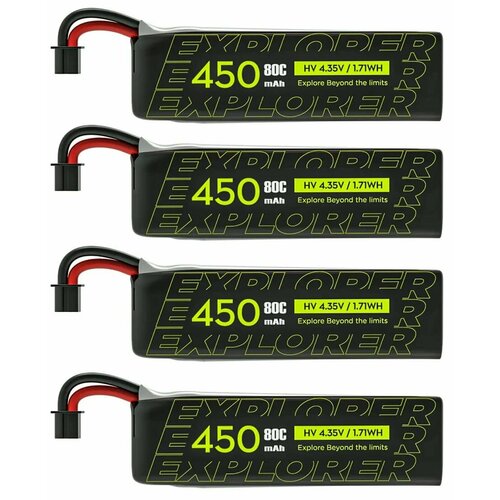 Аккумулятор Flywoo Explorer 450мАч 1S 80C LiHV A30 4 шт 7010₽