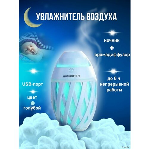 Увлажнитель воздуха аромадиффузор с подсветкой голубой 185900₽