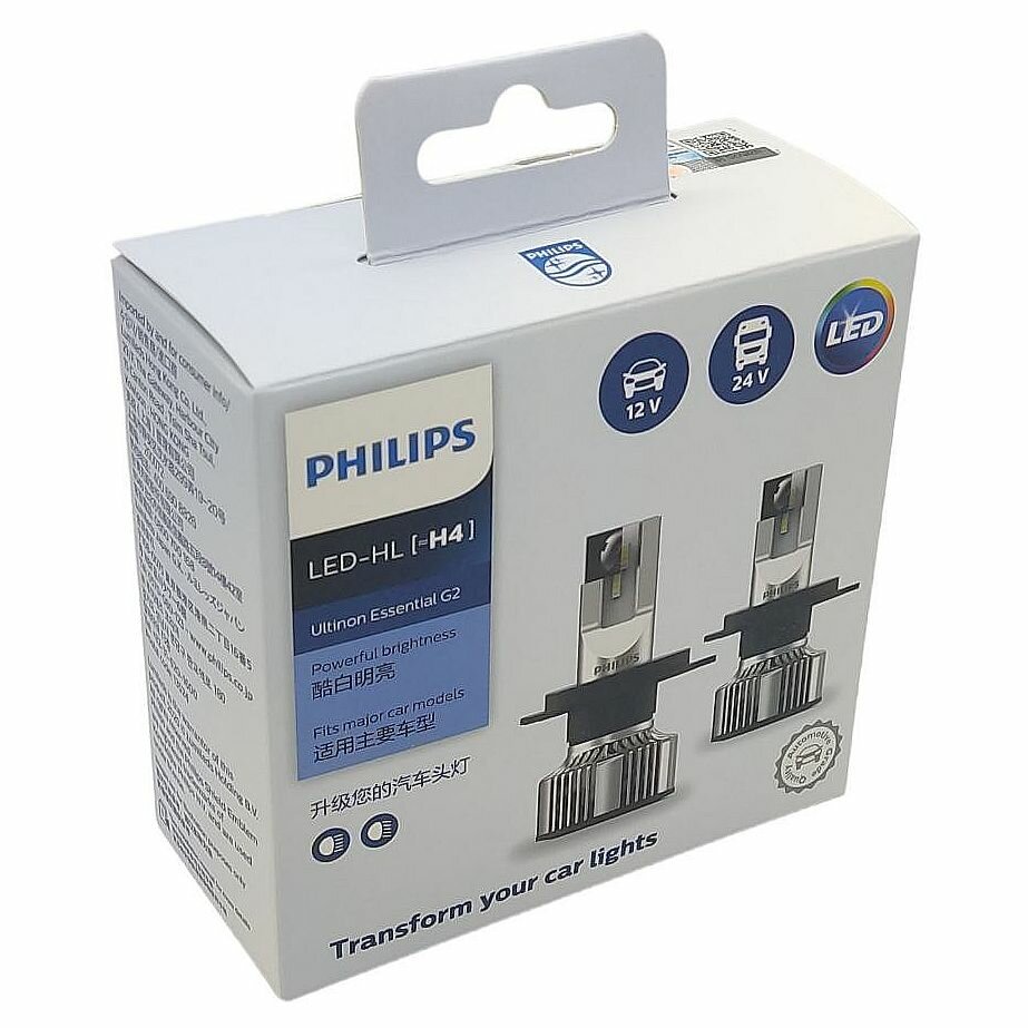 Лампа светодиодная H4 Philips Ultinon Essential LED 11342UE2X2 P43t (6500K) Комплект - 2шт.