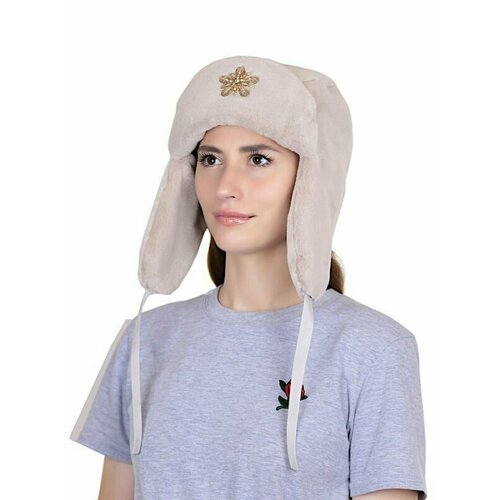 Шапка ушанка ShopShap Ушанка Shopshap Лаувейя, размер 54, бежевый шапка женская ушанка из экомеха с козырком