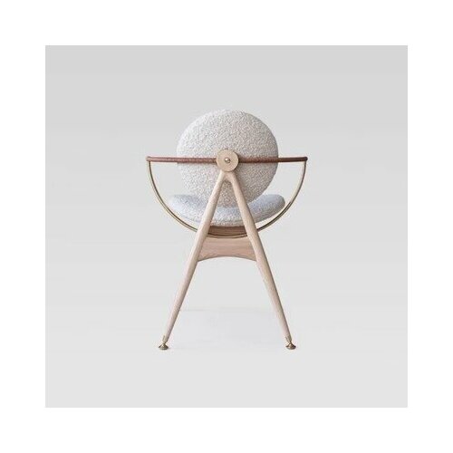 Стул для столовой в стиле Circle Dining Chair (белый, цвет светлого дерева, ткань букле)