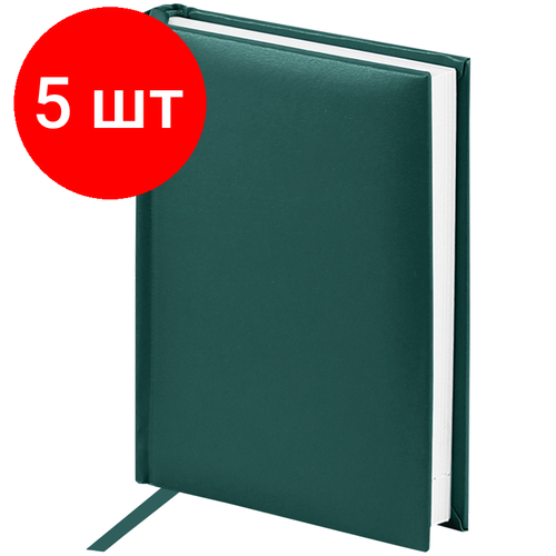 Комплект 5 шт, Ежедневник недатированный, А6, 160л, балакрон, OfficeSpace Ariane, зеленый