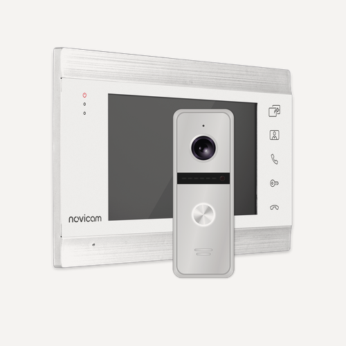 Изображение товара WHITE MAGIC 7С KIT Novicam v.4221 - комплект, состоящий из видеодомофона WHITE MAGIC 7C и вызывной панели FANTASY SILVER, слот под карту памяти на 32 ГБ
