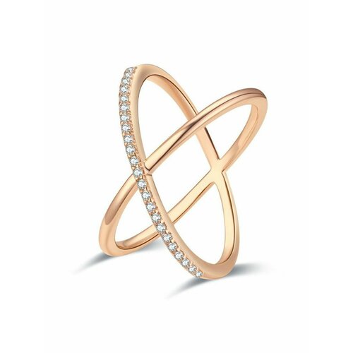 Кольцо, циркон, искусственный камень, размер 20, золотой