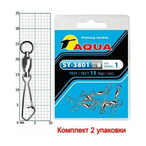 фото Карабин с вертлюгом aqua sy-3801 №01 (2 упк. по 8 шт.)