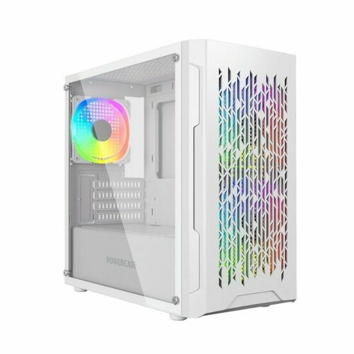 Powercase Корпус Mistral Micro D3W ARGB, Tempered Glass, 2x 140mm ARGB PWM+1x 120mm ARGB PWM, белый, mATX CMMDW-A3