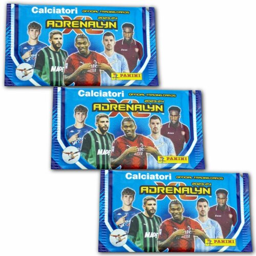 Panini 3 пакетика футбольных карточек Adrenalyn XL Calciatori 2023-24 18 коллекционных карточек с футболистами любителям панини 1990₽