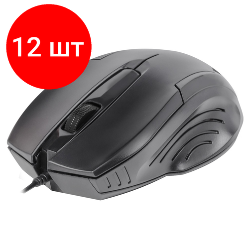 Комплект 12 шт, Мышь Smartbuy ONE 210-K, USB, черный, 3btn+Roll