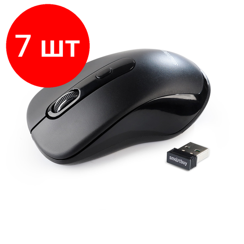 Комплект 7 шт Мышь беспроводная Smartbuy 282AG бесшумная работа кнопок черный 3btnRoll 402000₽