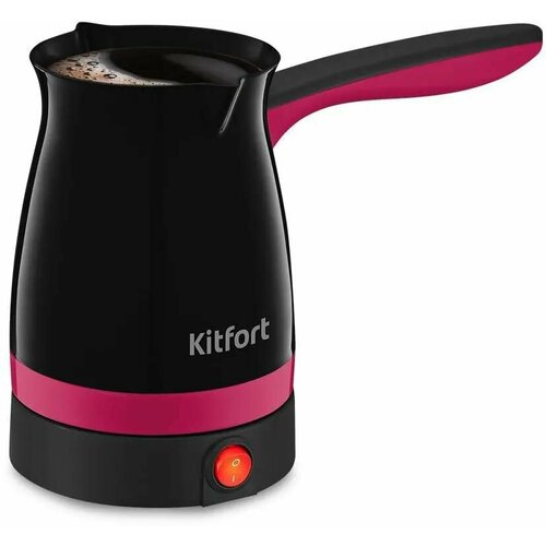 кофеварка kitfort электрическая турка кт 761 1 Кофеварка KitFort КТ-7183-1, Электрическая турка, черный / малиновый
