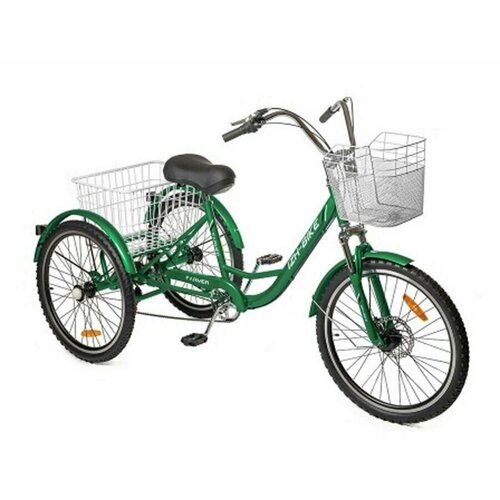 Городской трехколесный велосипед для взрослых IZH-BIKE Иж-Байк Фермер 24 2024 Зеленый 28500₽