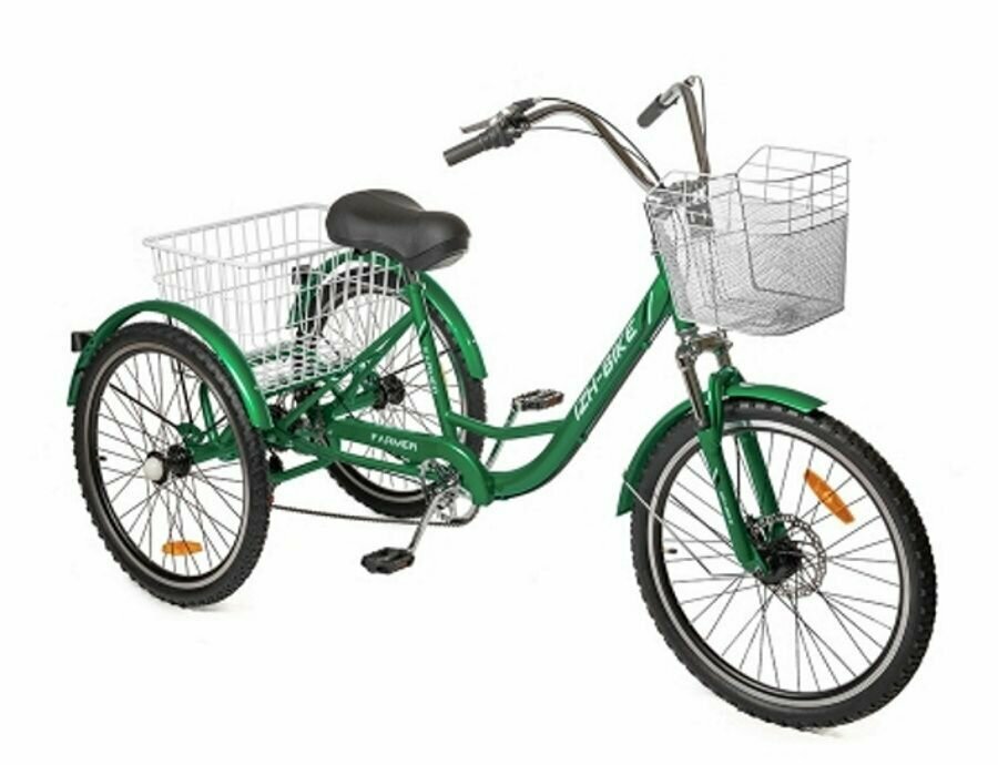 фото Городской трехколесный велосипед для взрослых IZH-BIKE (Иж-Байк) Фермер 24", 2023 Зеленый