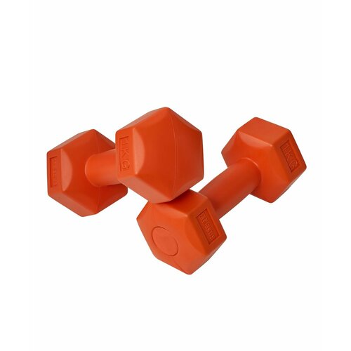 Гантель гексагональная DB-305 1 кг, пластиковый, оранжевый, 2 шт