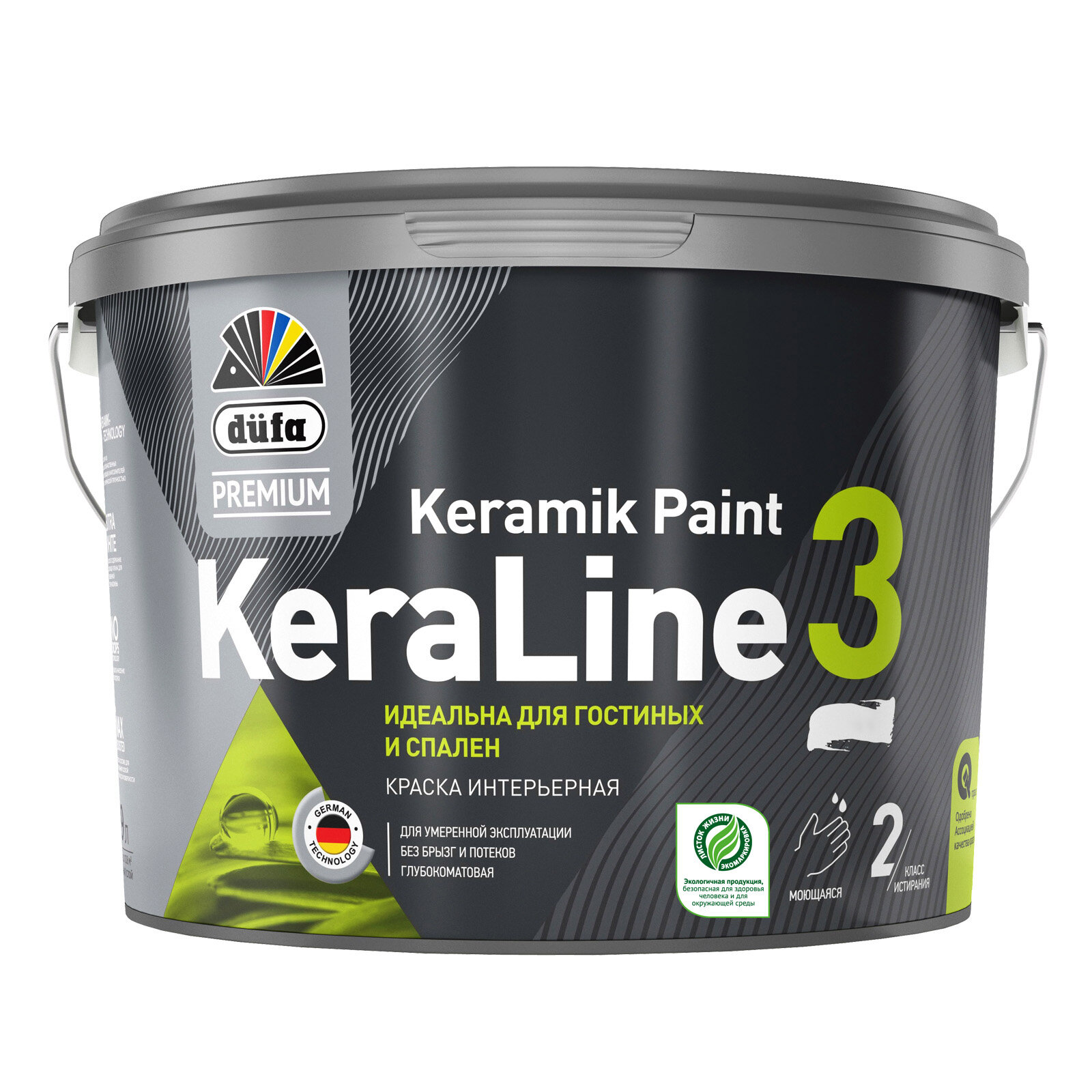 Краска для стен и потолков Dufa Premium KeraLine Keramik Paint 3 глубокоматовая прозрачная база 3 0,9 л.