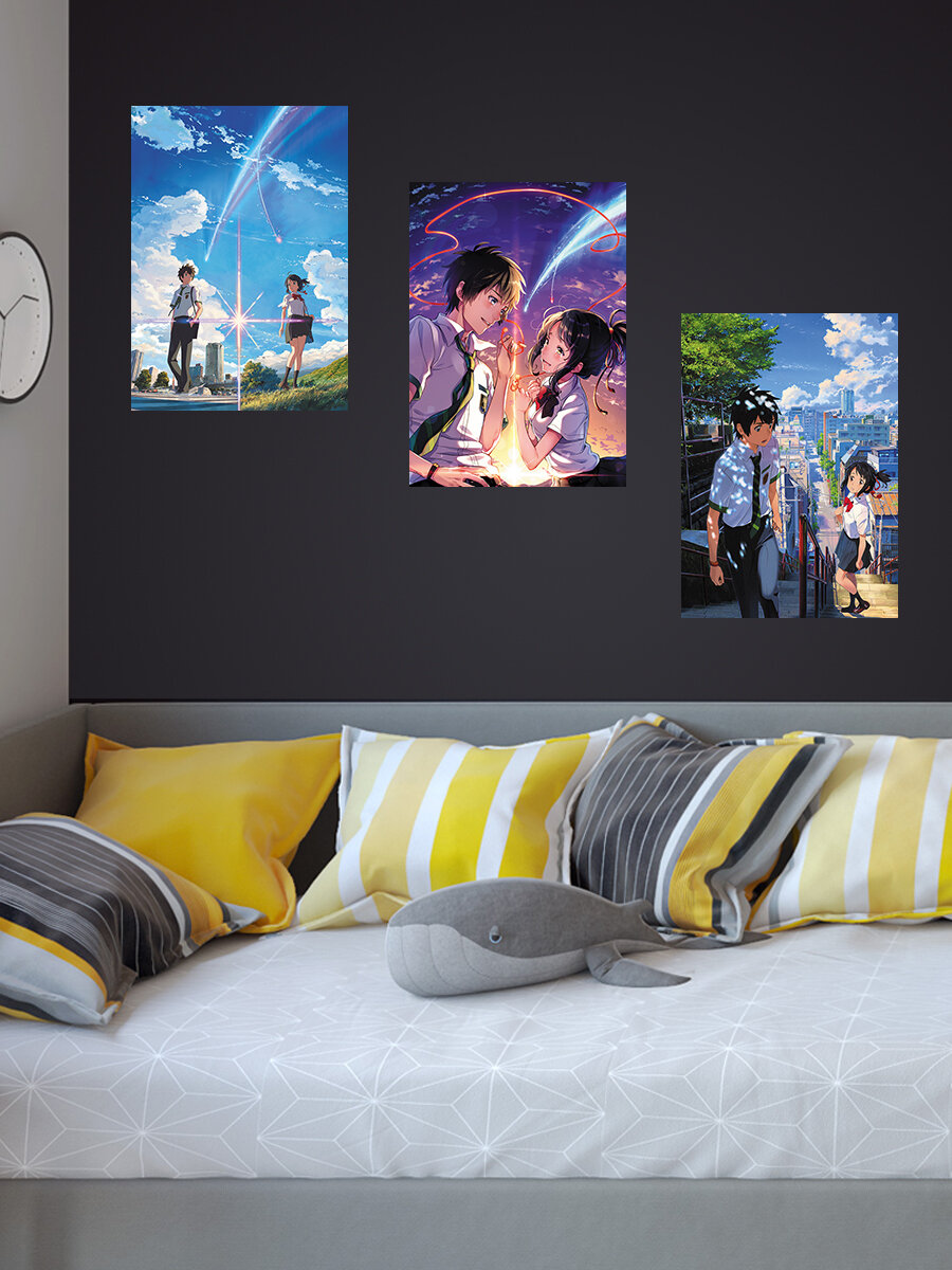 Плакат аниме Homepick 3шт А3  Твоё имя  YourName 37802   420х297 мм Постер 