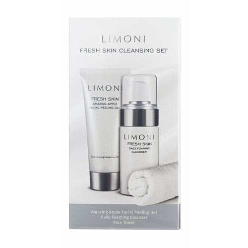 LIMONI Набор для ухода Fresh Skin Cleansing Set (Пенка 100 мл + Гель-скатка 100 мл + Полотенце) limoni amazing apple facial peeling gel