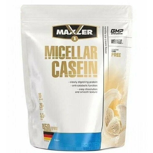 Протеин казеиновый Maxler Micellar Casein 450 г (Ваниль) пакет протеин maxler micellar casein 450 гр банановый молочный коктейль