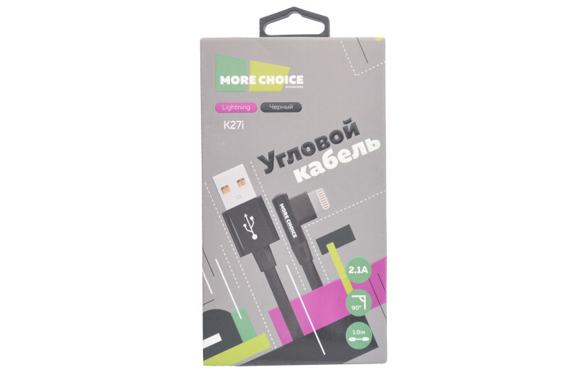 Дата-кабель More choice K27i Black USB 2.1A для Lightning 8-pin нейлон 1м - фото №13