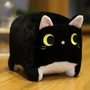 Мягкая игрушка-подушка глазастый квадратный Котокуб 20 см, черная