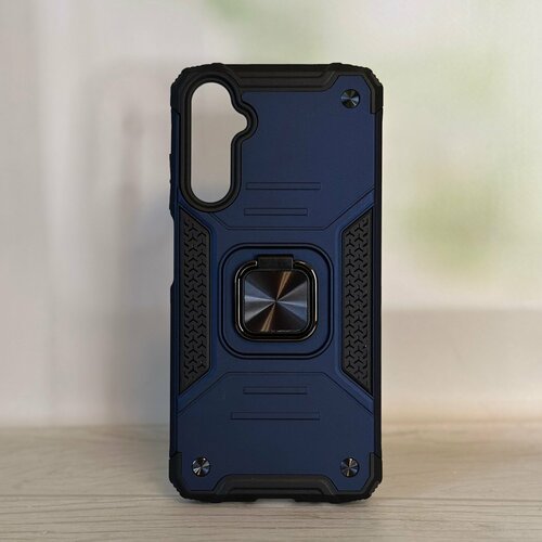 фото Противоударный чехол для samsung galaxy a05s синий с пластиной для магнитного автодержателя и кольцом подставкой чехолер