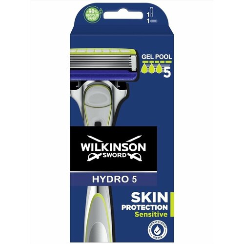 Wilkinson Sword Hydro5 SKIN Protection Sensitive / Бритвенный станок с 1 кассетой женский бритвенный станок wilkinson sword intuition dry skin с 1 кассетой