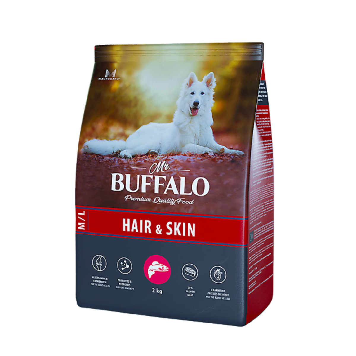 Mr.BUFFALO 78878/B136 HAIR & SKIN сухой для собак средних и крупных пород Лосось 2кг