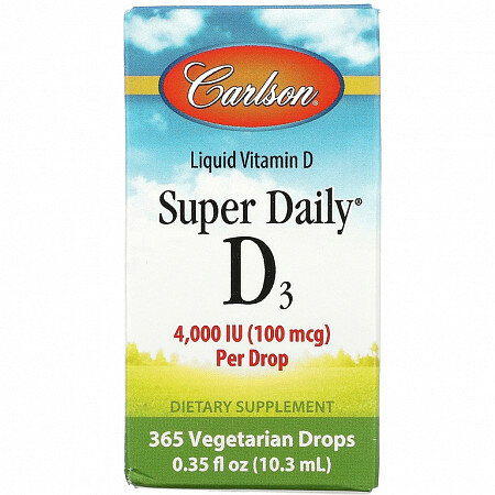 Carlson, Super Daily D3, 4000 МЕ, 10,3 мл (0,35 жидк. унции)