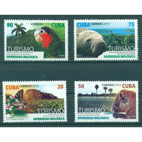 Почтовые марки Куба 2010г. Туризм - Национальные парки Птицы, Фауна, Туризм, Бабочки MNH