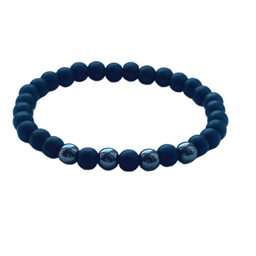 фото Браслет-нить, гематит, оникс, 1 шт., размер 18 см, размер m, черный my lollipop