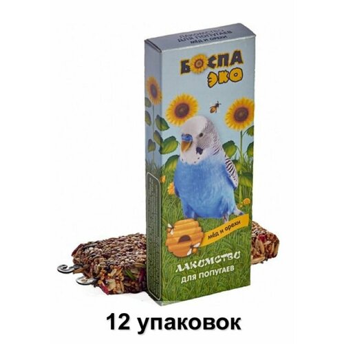 Боспа Эко Лакомство для попугаев Палочки мед и орехи, 2шт х 90г, 12 уп