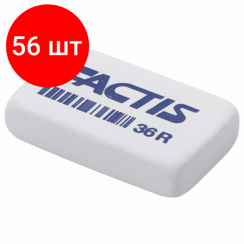 Комплект 56 шт, Ластик FACTIS 36 R, 40х24х9 мм, белый, прямоугольный, мягкий, CNF36RB