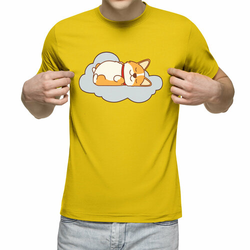мужская футболка спящая капибара s белый Футболка Us Basic, размер L, желтый