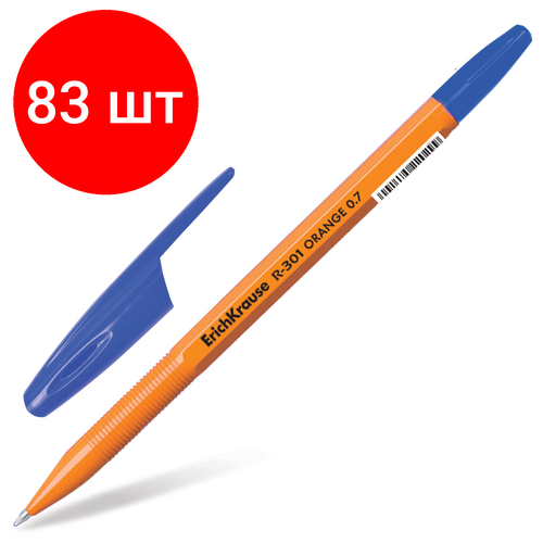 Комплект 83 шт, Ручка шариковая ERICH KRAUSE R-301 Orange, синяя, корпус оранжевый, узел 0.7 мм, линия письма 0.35 мм, 43194