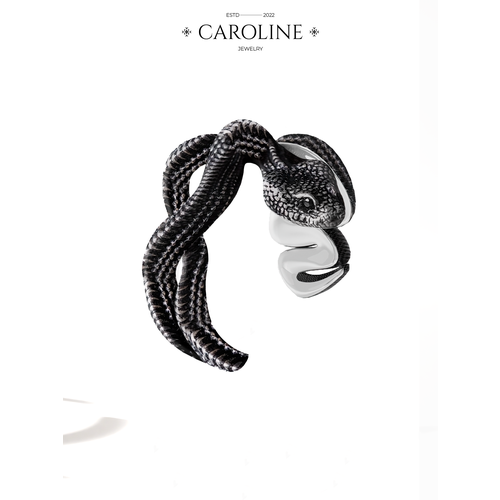 фото Кольцо caroline jewelry, безразмерное, черный, серебряный