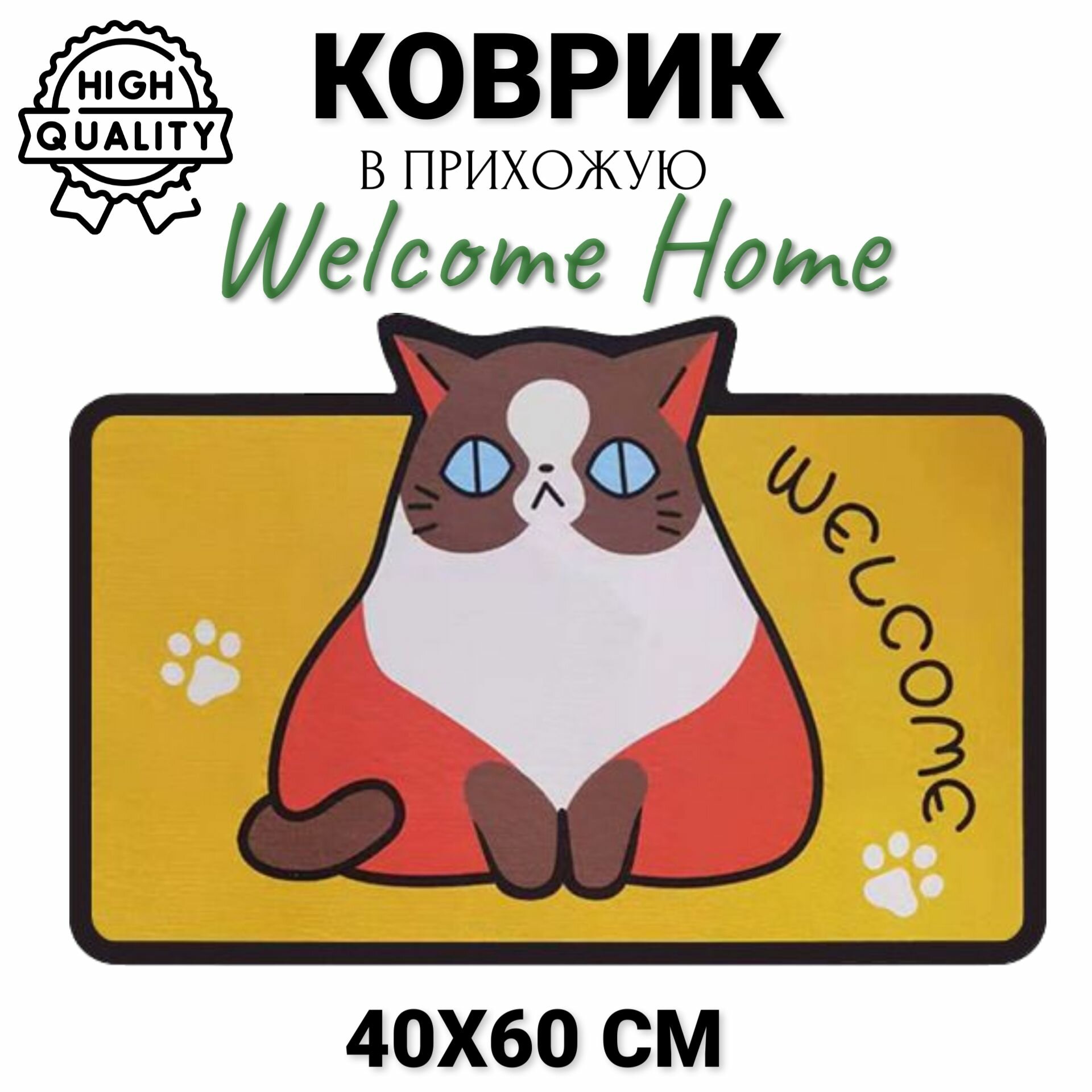 Коврик придверный Welcome Home Кот 40х60 см