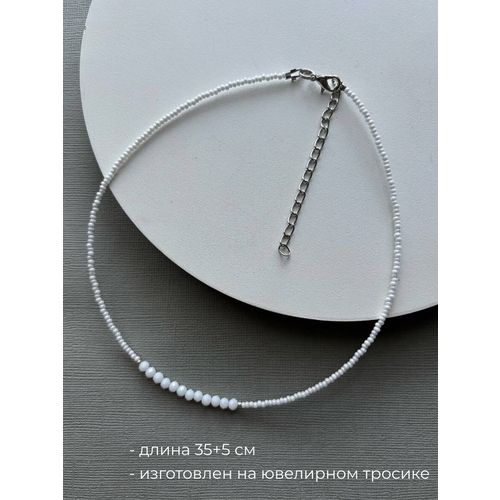 фото Чокер, бисер, длина 35 см., белый sofiaccessories