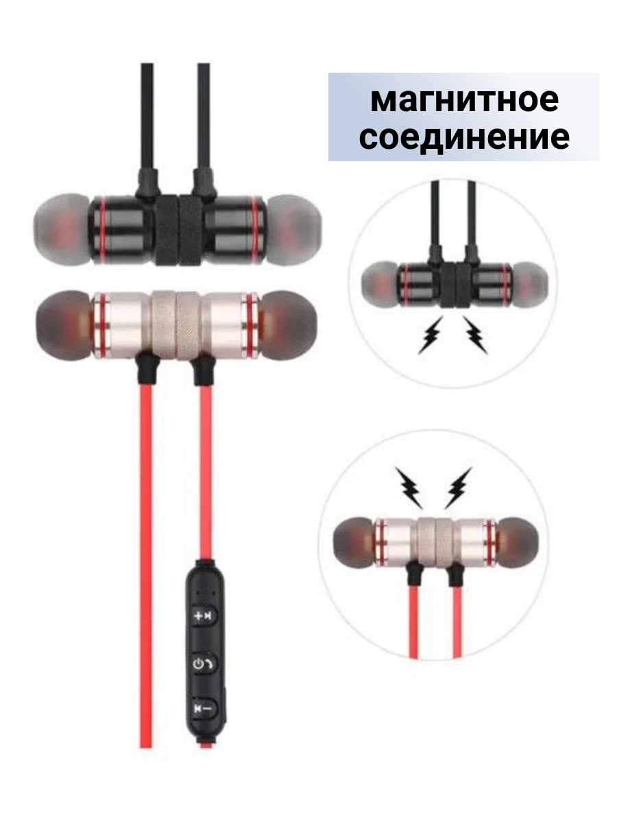 Беспроводные наушники Sports sound stereo на магнитах WOGOW