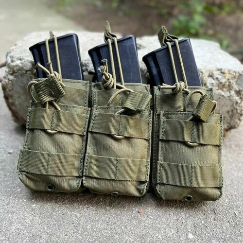 Подсумок тройной тактический для магазинов АК подсумок тактический idogear laser molle под 6 магазинов 3 кал 5 56 и 3 9 mm олива