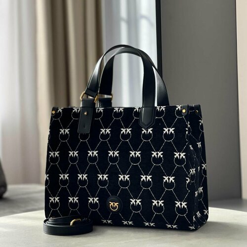 Сумка шоппер , белый, черный