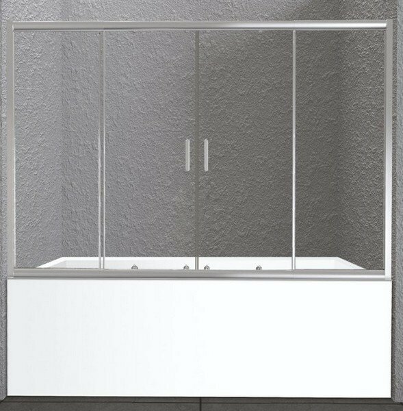 Шторка на ванну Belbagno UNIQUE-VF-2-150/180х140 стекло прозрачное