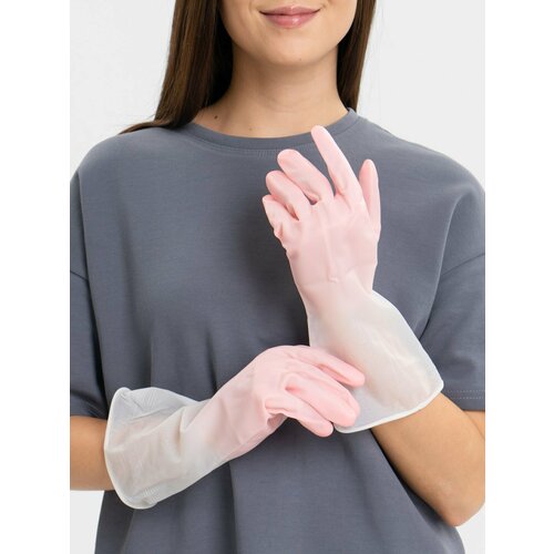 Перчатки хозяйственные универсальные повышенной прочности Размер S Цвет Розовый 999₽