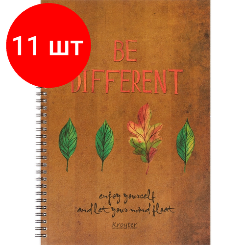 Комплект 11 штук, Тетрадь общая Kroyter 60л, кл, А4, спираль, блок 65гр, Эко, арт.06449